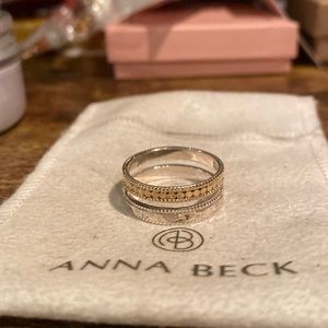 Double strand ring gold and silver